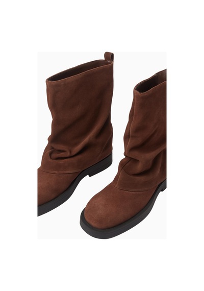 Schutz Keira Cloak Koyu Kahverengi Suede, Gaiter Detaylı Modern Ankle Bot