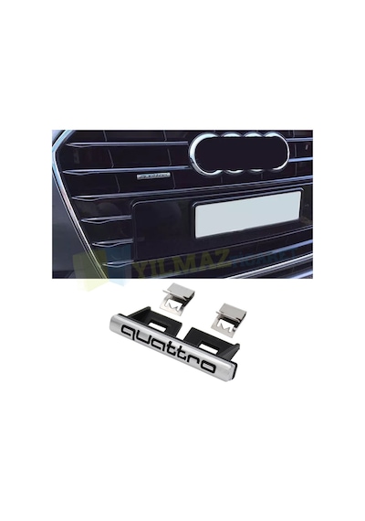 Audi Quattro Logo Ön Panjur Arma Amblem Metal Yüksek Kalite Siyah