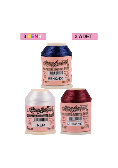 3 Adet Altınbaşak Oya Ve Dantel İpi 20 Gr - Royaleks - No: Krem -