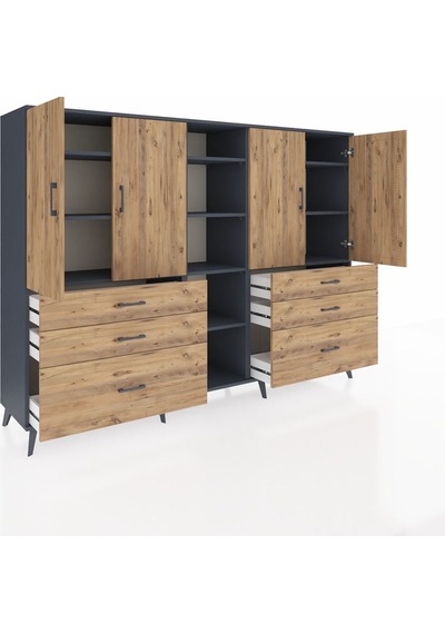 Hyperion Dolap 10 Raflı 6 Çekmeceli 4 Kapaklı 220x44x163 Antrasit-çam Atlas Çam - Antrasit Hyperion Dolap 10 Raflı 6 Çekmeceli 4 Kapaklı 220x44x163 Antrasit-çam Atlas Çam - Antrasit