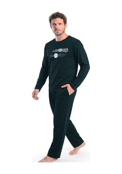 Pierre Cardin 6153 Erkek Uzun Kollu Bisiklet Yaka Pijama Takımı -siyah