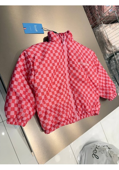 Laciel Paris Damalı Kız Çocuk Montu Pembe