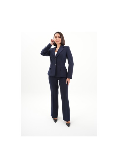 Velnara Moda Lacivert Modern Klasik Kadın Takım Elbise - Düğme Detaylı Ceket & İspanyol Paça Pantolon Lacivert - 942450642 Lacivert