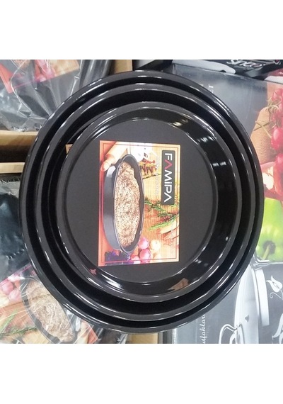 Emaye Fırın Tepsi Seti 28/32/36 CM Boylarda 3 Tepsi Siyah