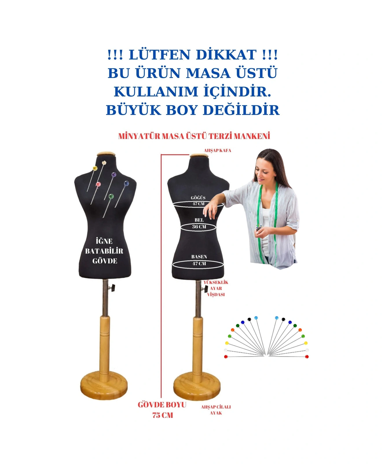 Okullar İçin 50 Eşelli Minyatür Terzi Mankeni Prova Mankeni
