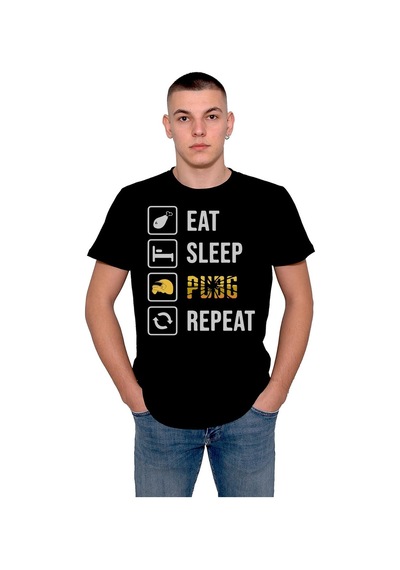 Pubg Eat Sleep Pubg Repeat Ye Uyu Oyna Tekrarla Tişört Unisex T-shirt 001