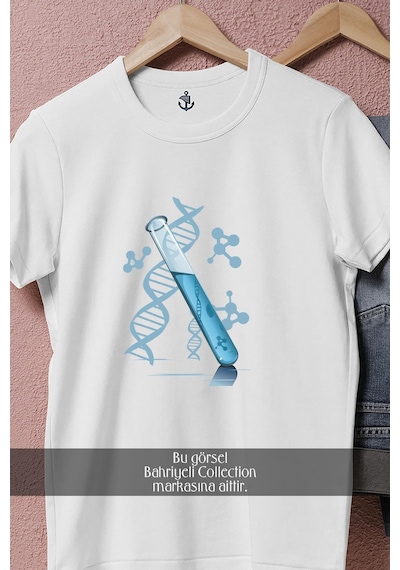 Oversize Kimya Tüpü Tasarımlı Unisex T-shirt Beyaz