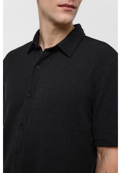 Backandbond Siyah Regular Fit Örme Gömlek