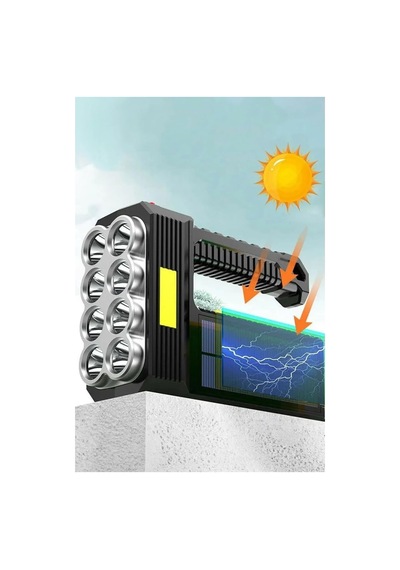 Güneş Enerjili 8 Gözlü Kamp Lambası Solar Ve Uzun Menzilli Kamp Feneri Yüksek Performanslı Işıl Çok Renkli