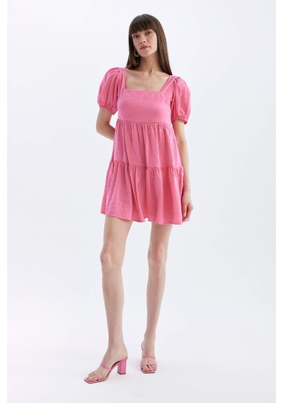 DeFacto Babydoll Kare Yaka Kısa Kollu Midi Elbise C5291AX24HSPN625