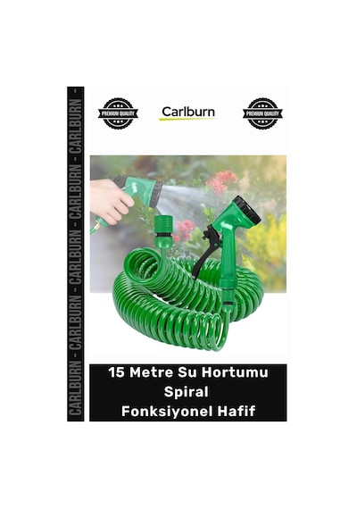Özel Üretim Bahçe Sulama Esnek Dayanıklı Otomatik 15 Metre Su Hortumu Spiral Fonksiyonel Hafif
