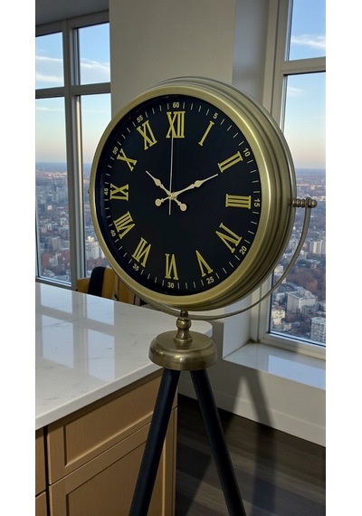Vintage Roma Rakamlı Modern Tripod Ayaklı Saat Eskitme