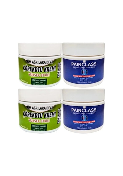 Süper Çörek Otu Kremi Orta Boy 2x 100 Ml + Painclass 2x 150 Ml Kuyruk Yağı Kremi