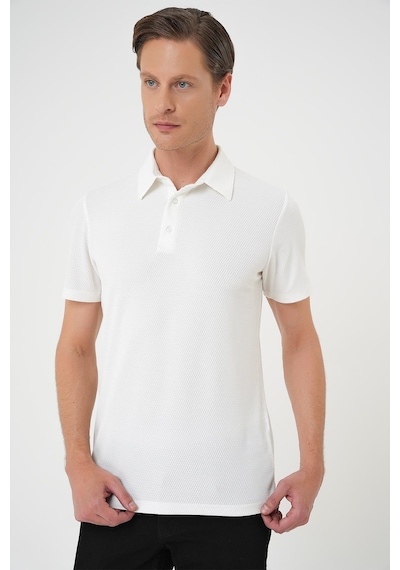 Efor Comfort Fit Polo Yaka Viskon Karışımlı Casual Beyaz Tişört Ts 901 Beyaz