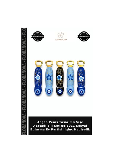 Ahşap Tasarımlı Şişe Açacağı 5'li Set No:1011 Sosyal Buluşma Ev Partisi İlginç Hediyelik Çok Renkli