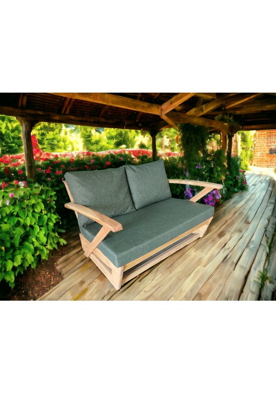 Monza Bahçe Balkon Masif Kestane Ahşap Kollu Koltuk - 2+1 Haki