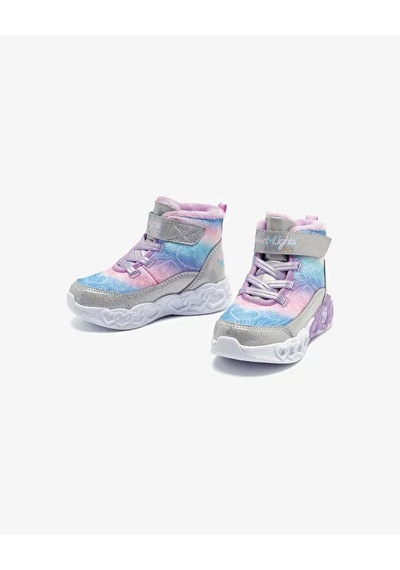 Skechers Infinite Heart Lights - Lovin Hearts Kız Çocuk Gri Işıklı Bot Karışık