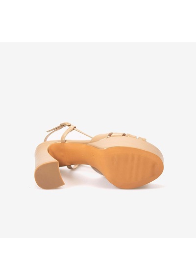 Kemal Tanca Kadın Neolit Taban Bantlı 13cm Platform Topuklu Ayakkabı 1166 Nude