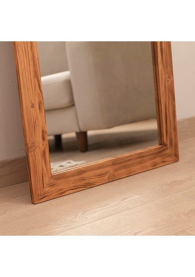 Ayrex Dfn Wood Masif Ahşap Dikdörtgen Dekoratif Duvar Salon Ofis Boy Aynası 100x40 Cm Genel