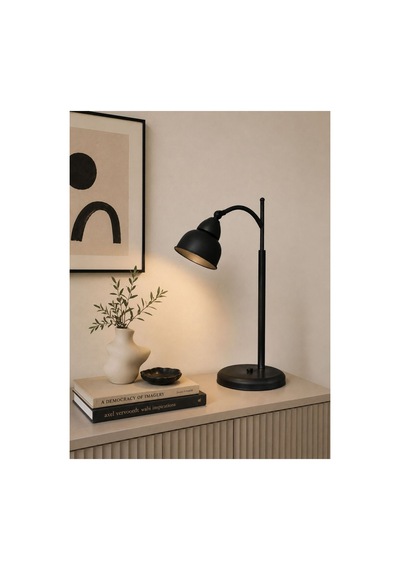 Vıntora Siyah Metal Elektrikli Masa Lambası Ayarlanabilir Başlıklı Modern Dekoratif Masa Lambası, Çalışma Ve Komodin Lambası, Salon Aydınlatması, E27 Duy Uyumlu 96464964