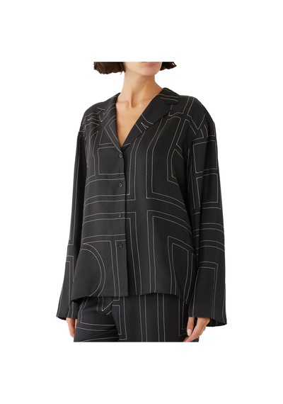 Toteme Saten Monogram Pijama Üstü Siyah