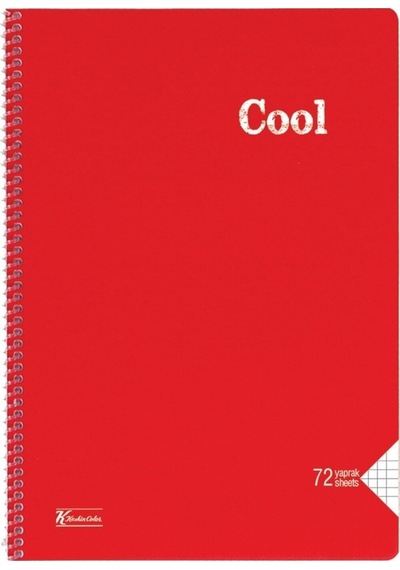 Cool 72 Yp. Kareli A4 Plastik Kapak Spiralli Defter