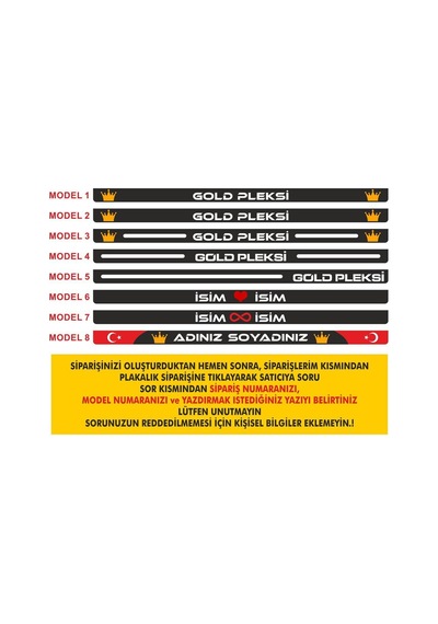 Kişiye Özel Isimli 2 Adet Uv Baskı Siyah Oto Plakalık - 613654365