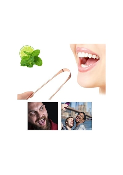 Ollevra Bakır Oil Pulling Yağ Çekme Dil Plak Temizleme Aleti Dil Fırçası Sıyırıcı Dil Kaşığı Çok Renkli