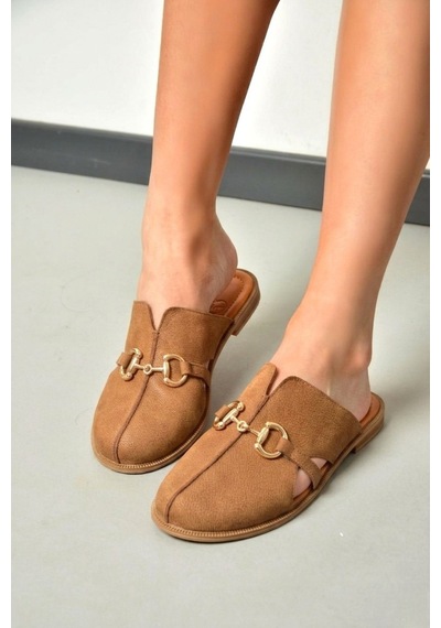 Fox Shoes U944150403 Taba Hakiki Deri Önü Kapalı Kadın Terlik Taba-hakiki Deri