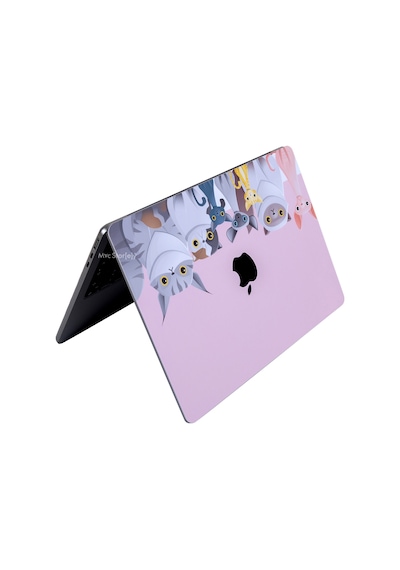 Apple Uyumlu MacBook Pro Kılıf 13inç M1-m2 Sticker Kaplama Laptop Koruyucu A2338 İle Animal03 Açık Pembe
