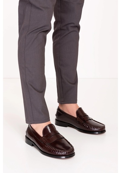 Gondol Erkek Hakiki Deri Kösele Loafer Ayakkabı Ny.005 Bordo Rugan