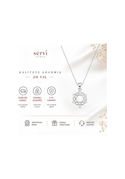 Servi 925 Ayar Gümüş Lotus Kolye-291