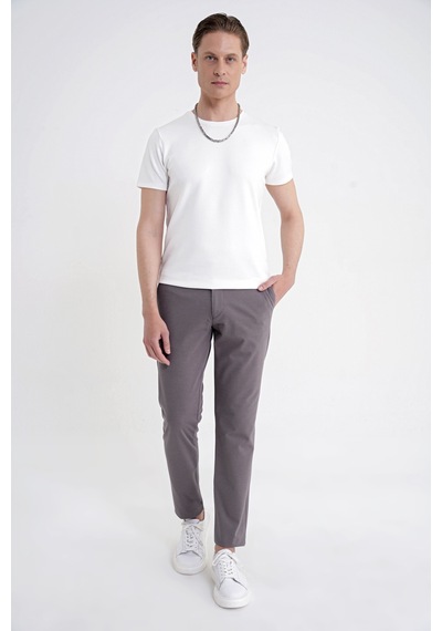 Comfort Fit Yan Cep Pamuklu Dokulu Vizon Pantolon P 1219