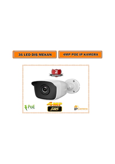 4Mp 36 Led Dış Mekan Poeli İp Güvenlik Kamerası