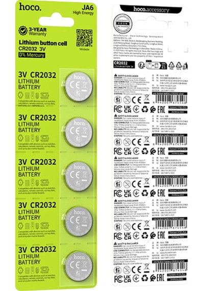 Hoco. Ja6 Cr2032 3v Düğme Pil 5 Li Paket - Gümüş