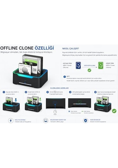 Px-2900 Sata 2.5/3.5 İnç Hdd Ssd Docking Station, Usb 3.0 Çift Slot Harici Disk Okuyucu, Rgb Işıklı Offline Clone Klonlama Özellikli Sata Disk Kopyalama Ve Veri Aktarım İstasyonu Px-2900 Sata 2.5/3.5 İnç Hdd Ssd Docking Station, Usb 3.0 Çift Slot Harici Disk Okuyucu, Rgb Işıklı Offline Clone Klonlama Özellikli Sata Disk Kopyalama Ve Veri Aktarım İstasyonu