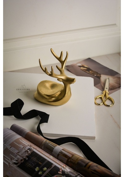 Tekli Dekoratif Hediyelik Gold Altın Tea Light Geyik