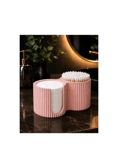 Makyaj Pamuğu Ve Kulak Çubuğu Organizeri 13cmx6cmx7cm Pembe