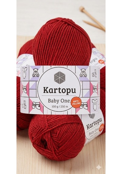 Baby One El Örgü İpi K0129 Koyu Kırmızı 100 G/250 Mt-3 Adet