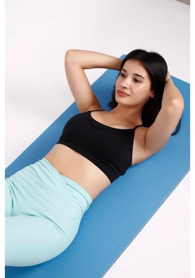Pilates Minderi Yoga Matı 10 Mm Çift Taraflı Kullanılabilir Mavi Mavi