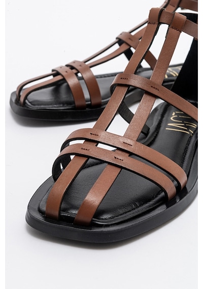 Luvishoes Odeil Taba Hakiki Deri Kadın Sandalet Taba
