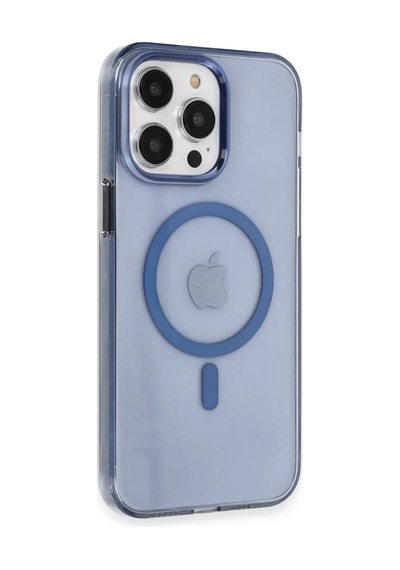 Newface Apple İphone 14 Pro Max Kılıf Tron Şeffaf Magsafe Kapak - Mavi