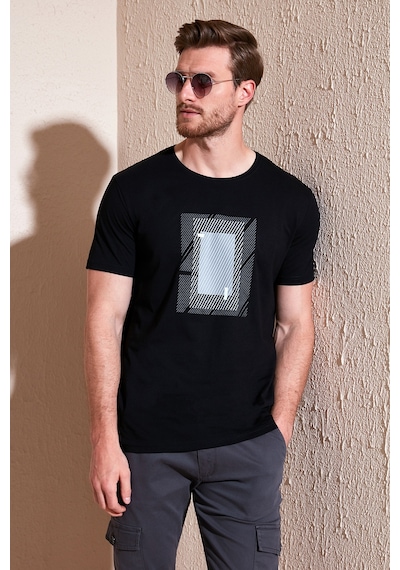 Buratti Pamuklu Slim Fit Bisiklet Yaka Erkek T Shirt 646R7930 Siyah