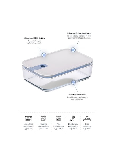 Neoflam Perfect Seal 8 Parça Cam Saklama Kabı Bej Çok Renkli