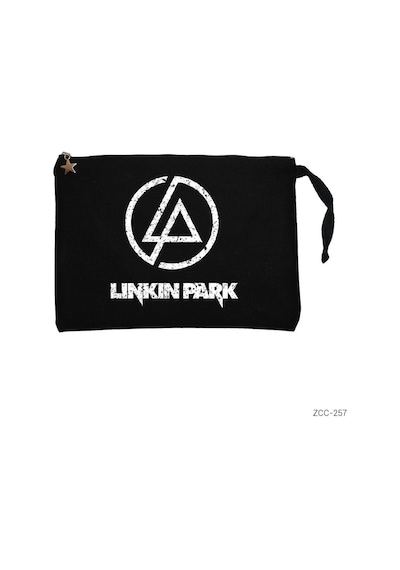 Zepplin Giyim Linkin Park Logo Siyah Clutch Astarlı Cüzdan / El Çantası
