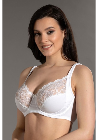 Kompedan Sütyen C Kap Dantel Detaylı Toparlayıcı New Bra 6000-beyaz Beyaz
