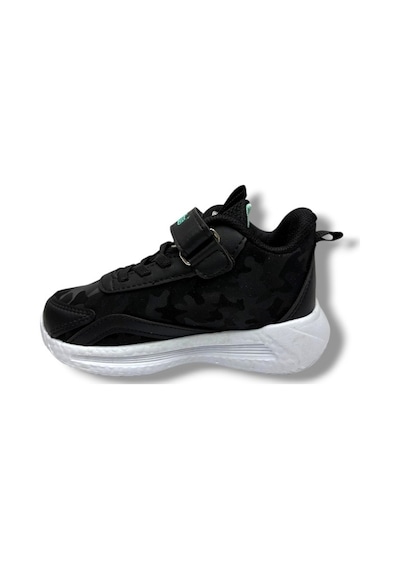Tomwins 004-26 Kamuflaj Desenli Cırtlı Anatomik Çocuk Sneaker Siyah Mor Yeşil 26-30 Siyah