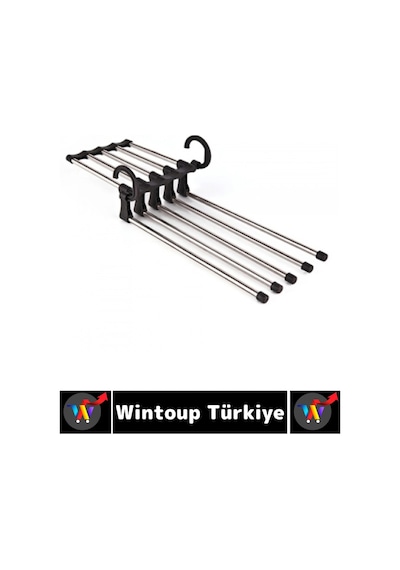 Kompakt Yer Tasarrufu Kemer Pantolon Eşarp Gardırop Dolap 5 İn 1 Hareketli Pantolon Askılığı 2 Adet