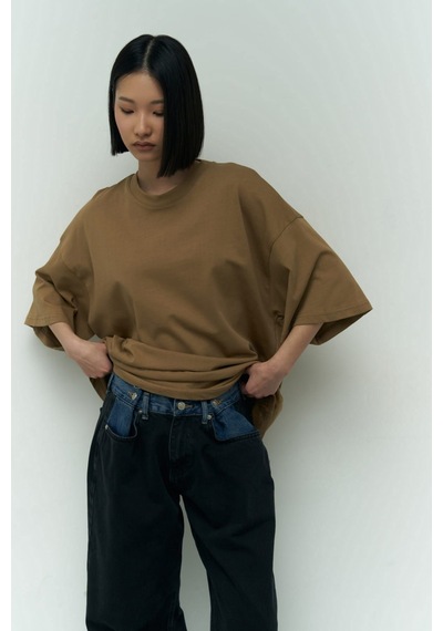 Mai Studios Co. I Like Mama Açık Haki Oversize T-shirt Haki