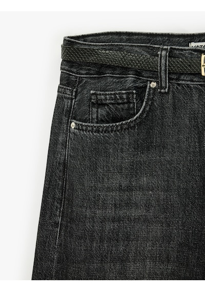 Koton Düğmeli Cepli Normal Bel Bol Kalıp Denim Pantolon - Loose Straight Fit Jean Siyah 7wal40100md Koton Düğmeli Cepli Normal Bel Bol Kalıp Denim Pantolon - Loose Straight Fit Jean Siyah 7wal40100md
